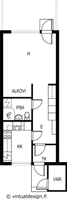 Kyntäjäntie 4, asunnon koko 36 neliömetriä