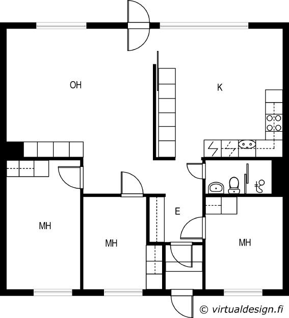 Peurantie 7, asunnon koko 85 neliömetriä