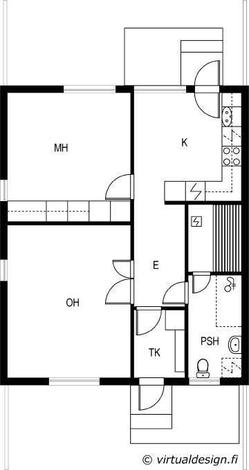 Puuseppä, asunnon koko 58 neliömetriä